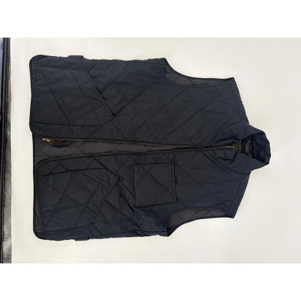 J.Crew Mens Walker Vest Navy Blue Quilted Full Zip Pockets Large NX-631